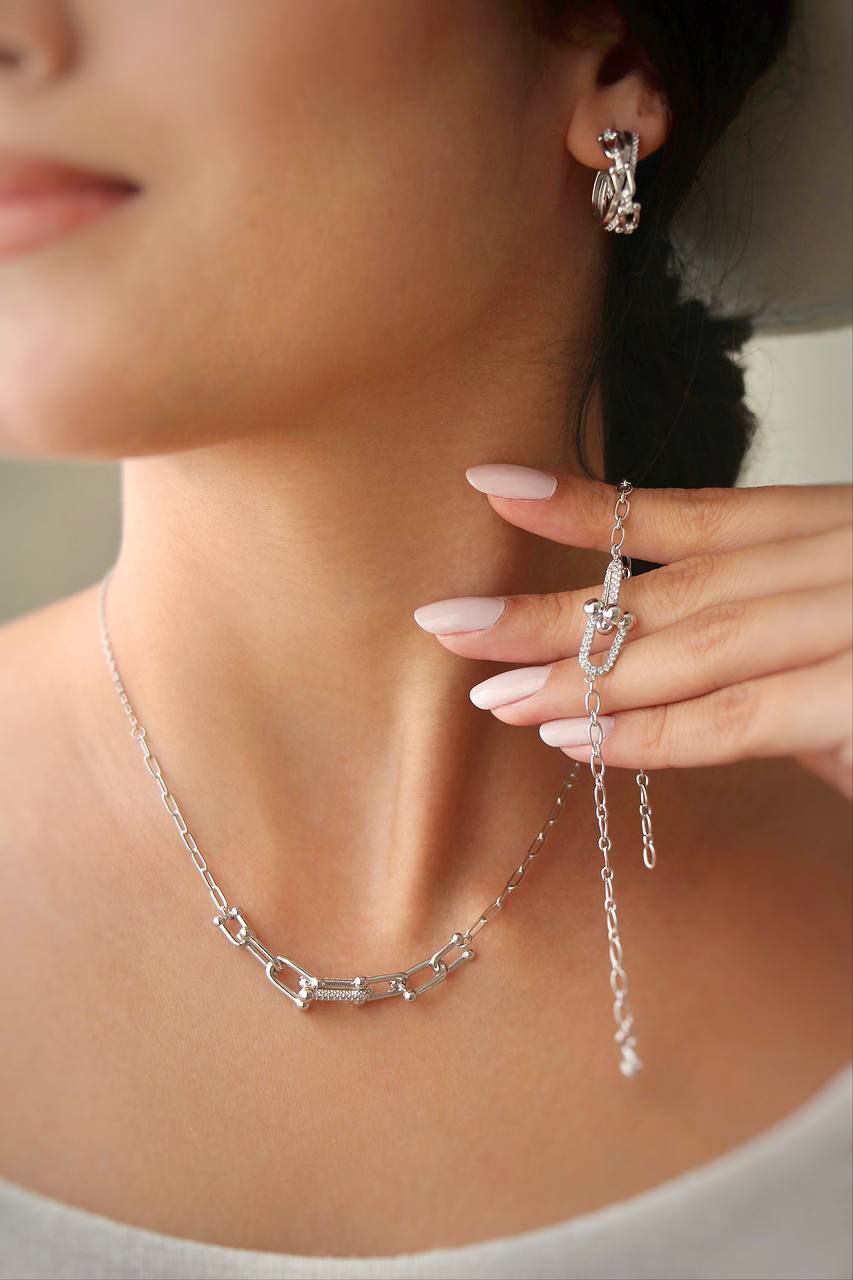 نیم ست زنانه نقره تیفانی کد Mno1