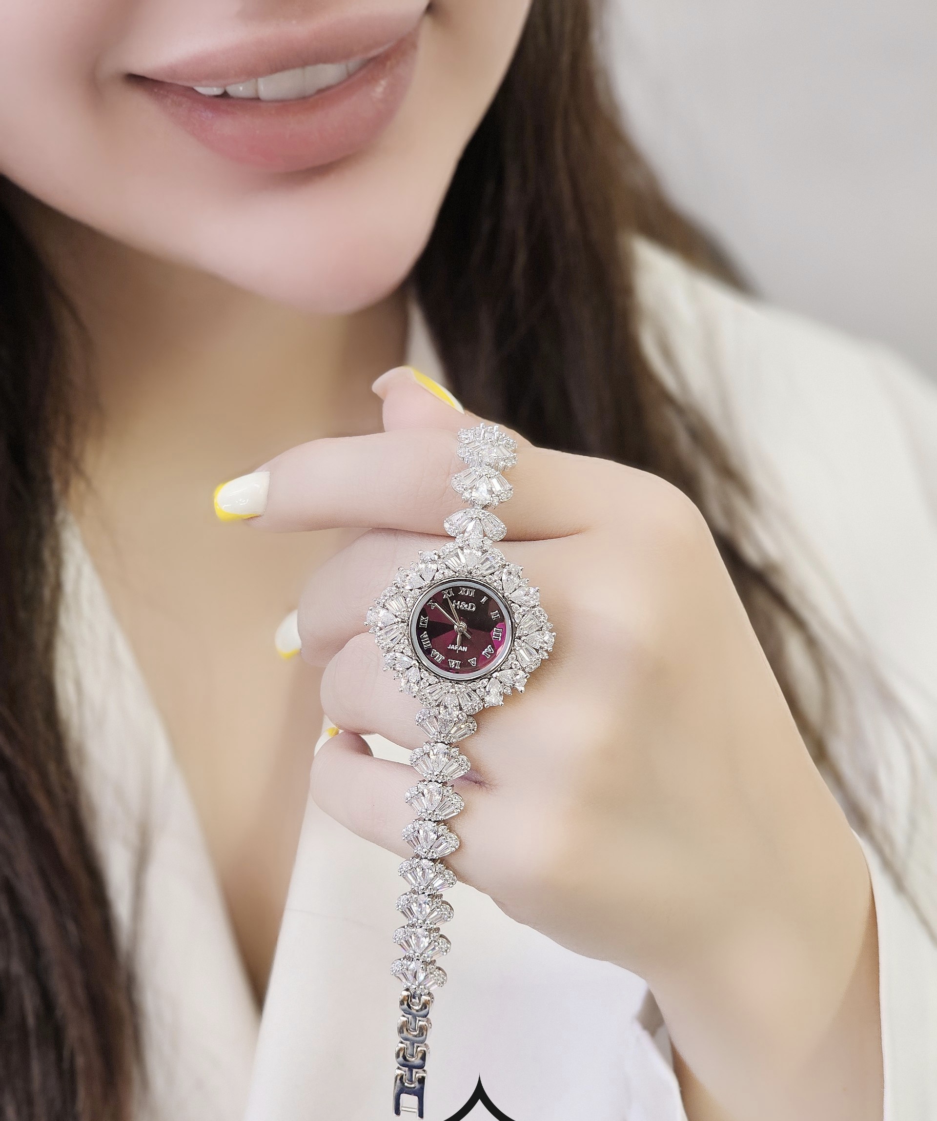 ساعت نقره جواهری زنانه روکش طلا