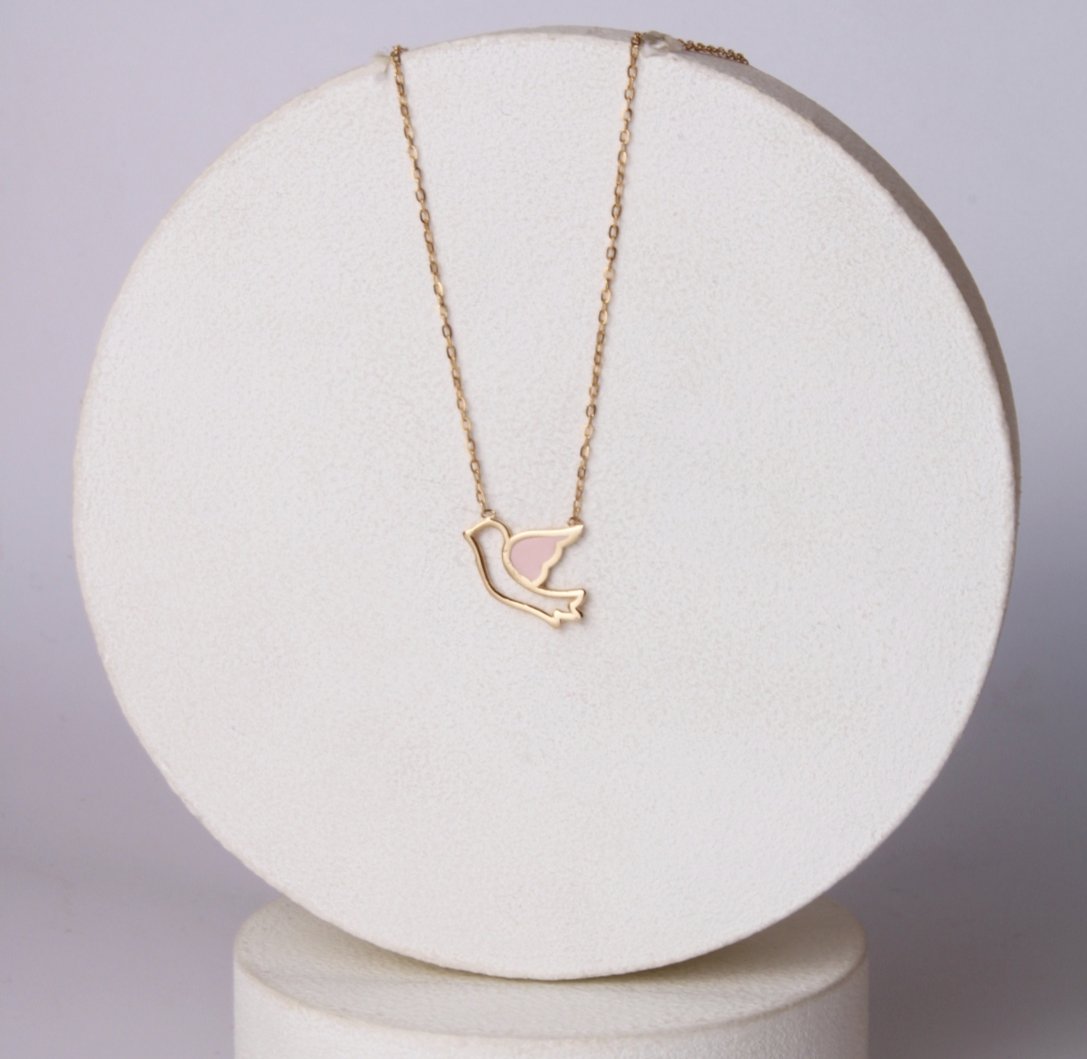 گردنبند پرنده میناکاری صورتی