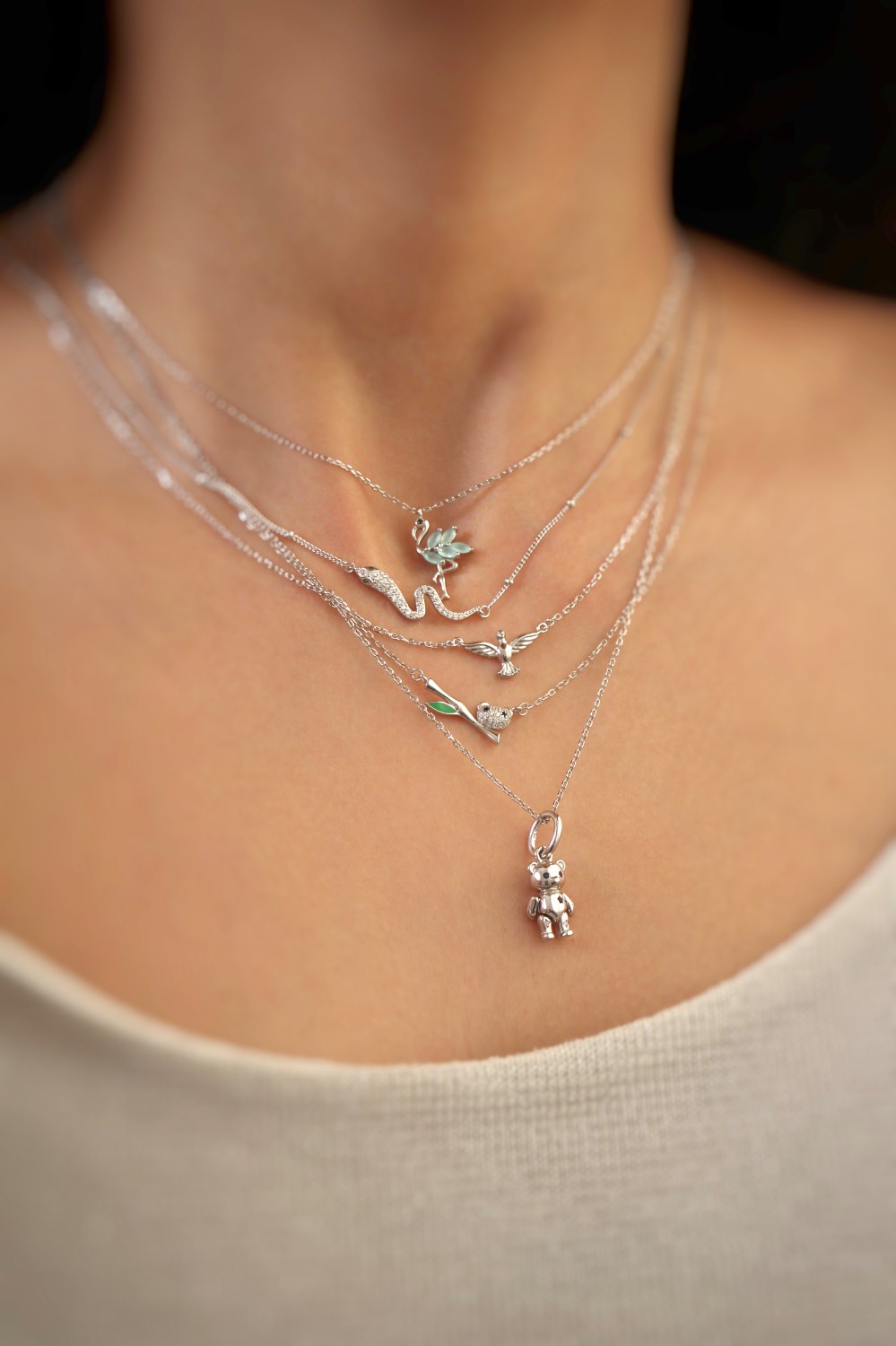 تصویر گردنبند نقره پاندا کد mno1 