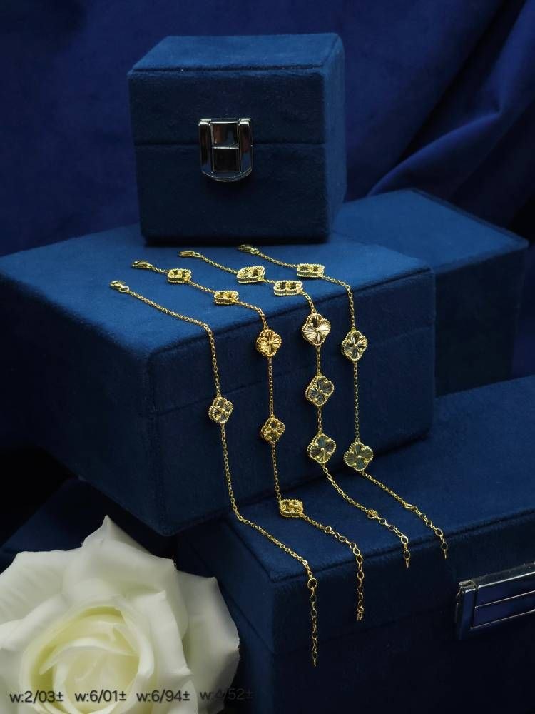 دستبند نقره ونکلیف آبکاری طلا زرد ۱۸ عیار